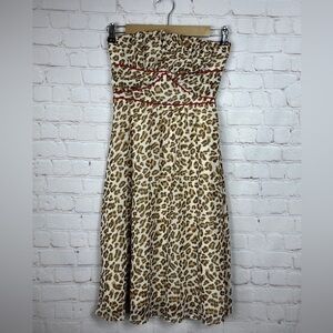 Karlie Leopard Print Strapless knee length dress,‎ sz S